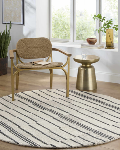 Moorebank Black Striped Wool Rug - Quahog Bay Bedding