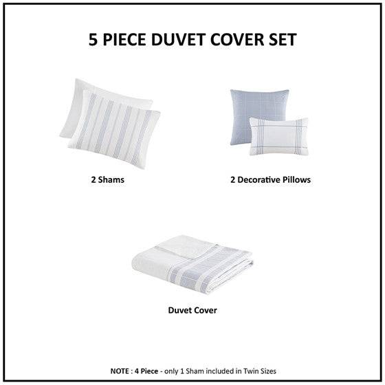 Morgan 5 Piece Cotton Jacquard Duvet Set - Quahog Bay Bedding