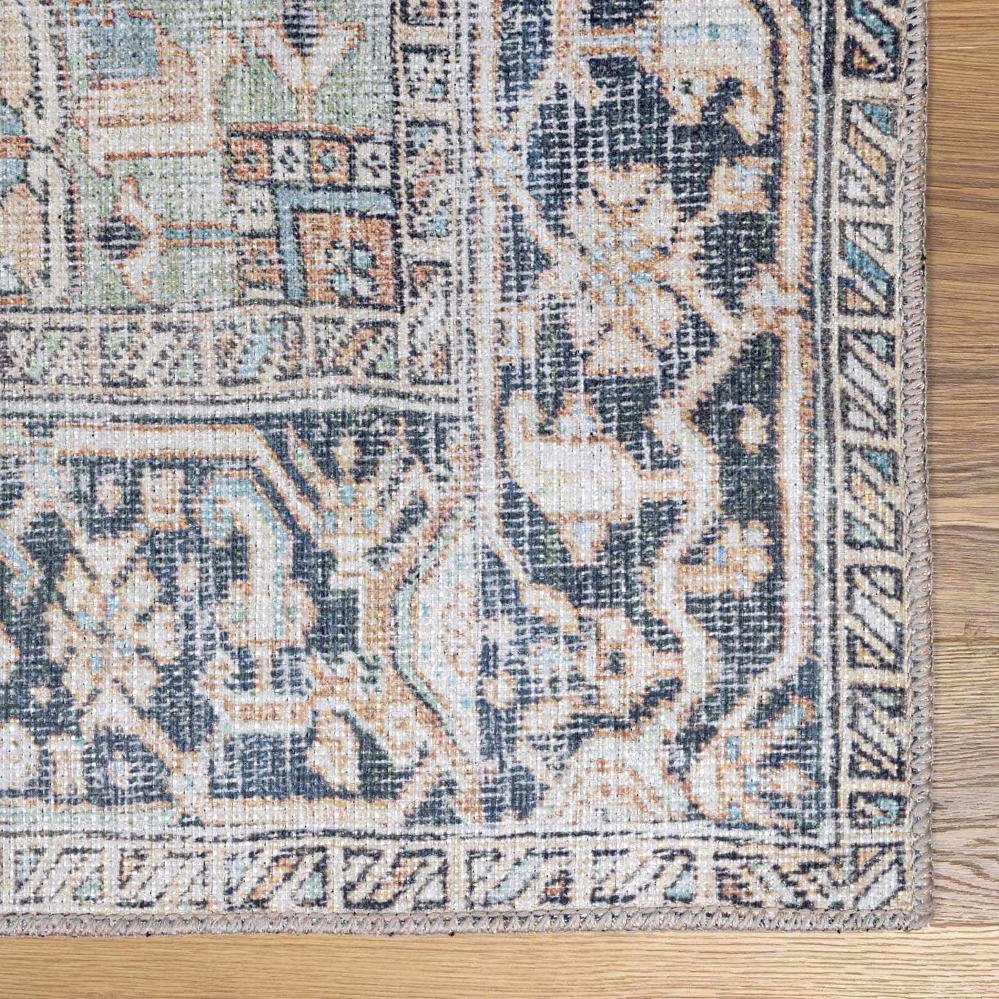 Green Nisa Vintage Washable Area Rug
