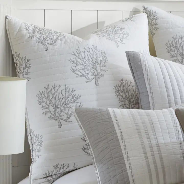 Nantucket Coastal Euro Sham - Set of 2 - Coastal Pillow Shams - Quahog Bay Bedding