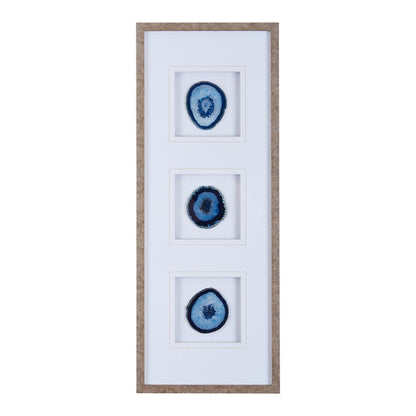 Natural Agate Trio Real Stone Framed Glass - Coastal Wall Decor