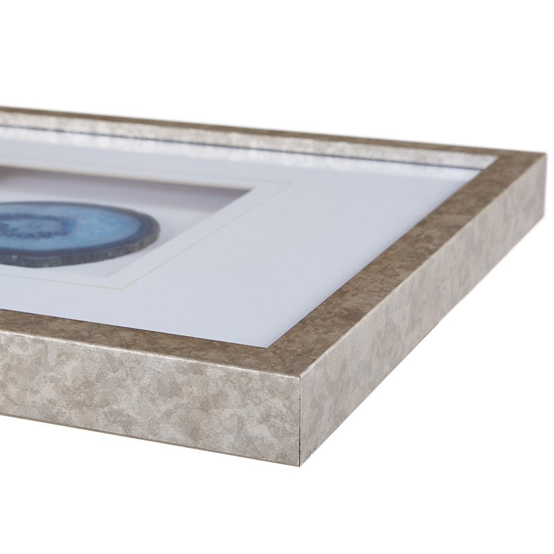 Natural Agate Trio Real Stone Framed Glass - Coastal Wall Decor