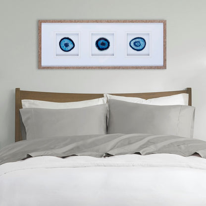 Natural Agate Trio Real Stone Framed Glass - Coastal Wall Decor