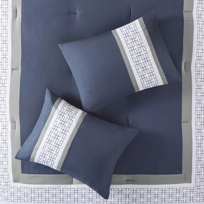Nautical Comforter Set | Navy Blue | Queen | Powell 8 Piece Nautical Bedding Ensemble - Quahog Bay Bedding