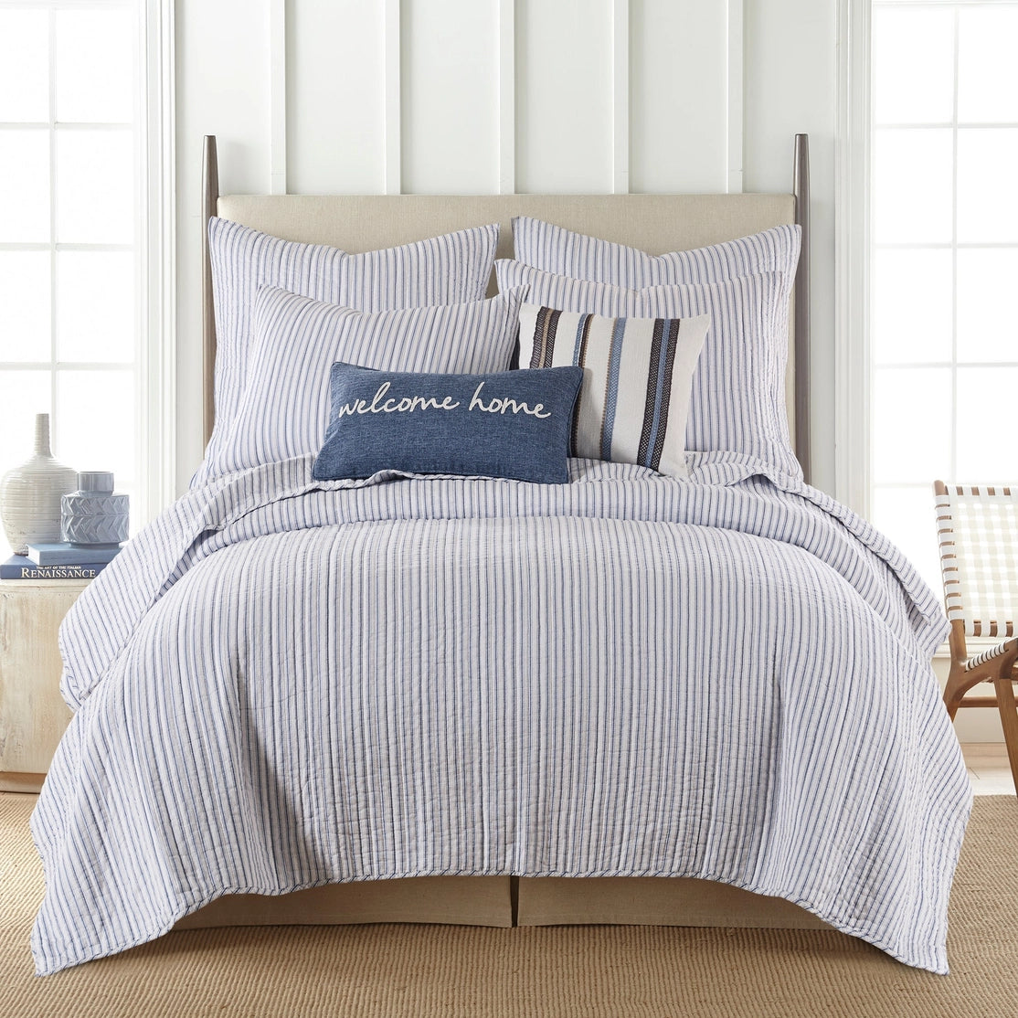 Nautical Stripe Quilt Bedding Set - Blue 1