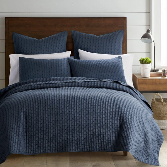 SALE! Universal XL V Berth 100% Cotton Quilt Cover Set Navy - Quahog Bay Bedding