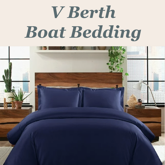 600TC 100% Cotton V Berth Duvet Set - Solid 3PC Duvet Cover Set - CinchFit USA Luxury Boat Bedding