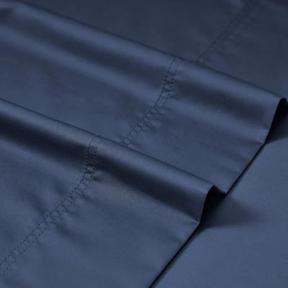 Sheet Sale! CLEARANCE - CinchFit 600TC 100% Cotton Cord Elastic Sheets- Queen Dark Blue Fitted Sheet