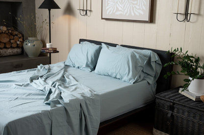 Crinkle Percale Organic Cotton Sheet Set + Pillowcases