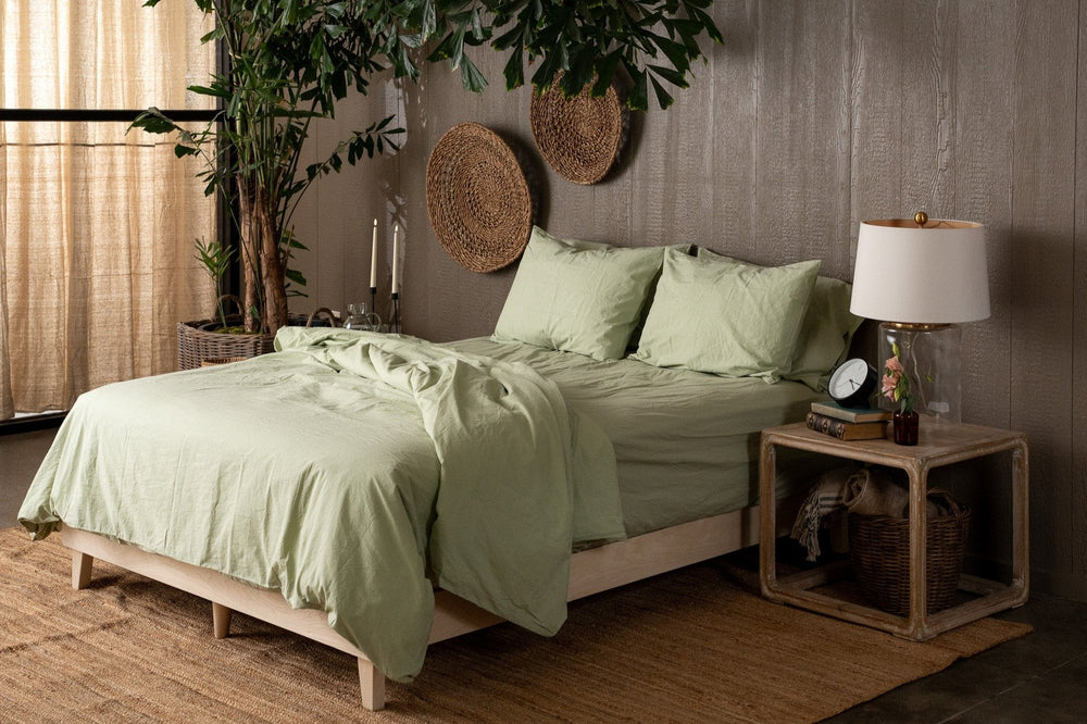 Crinkle Percale Organic Cotton Duvet Cover Set + Shams (Final Sale)