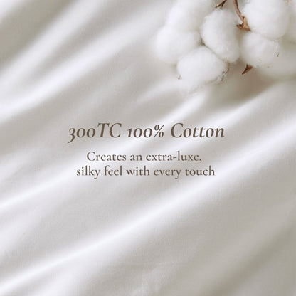 Embroidered Cotton Oversized Comforter Set - White & Gold 4PC