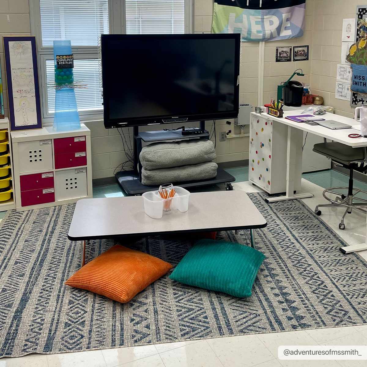 Novato Blue & Light Blue All Over Pattern Performance Rug