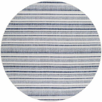 Olin White&Blue Striped Nordic Rug