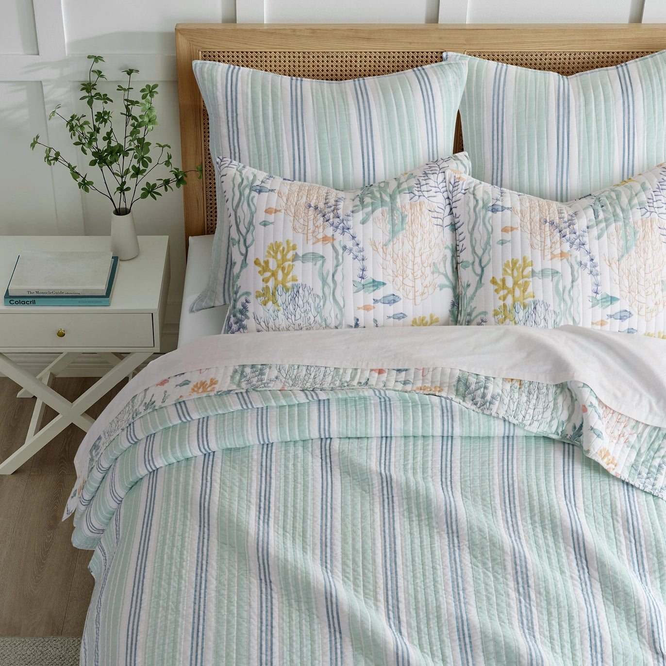 Ocean Meadow Euro Shams 2PC Coastal Pillow Shams - Quahog Bay Bedding
