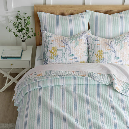 Ocean Meadow Euro Shams 2PC Coastal Pillow Shams - Quahog Bay Bedding