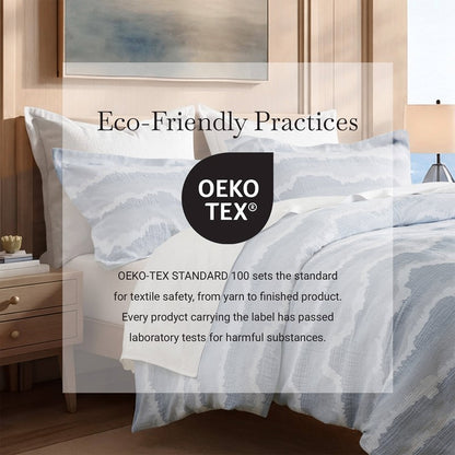 Ocean Wave Coastal 3PC Bedding Set - 100% Cotton Duvet Set