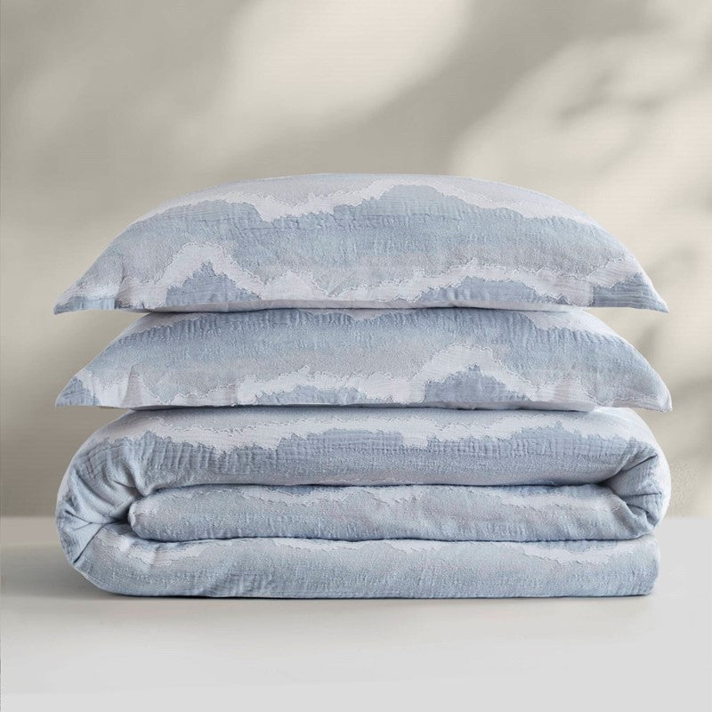 Ocean Wave Coastal 3PC Bedding Set - 100% Cotton Duvet Set