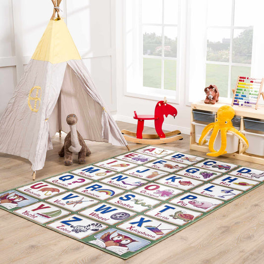 Osric Colorful Alphabet Washable Kids Rug - Clearance - Quahog Bay Bedding