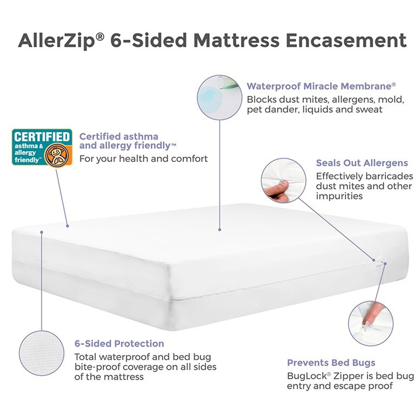 ALLERZIP Queen Sleeper Sofa Mattress Zippered Encasement