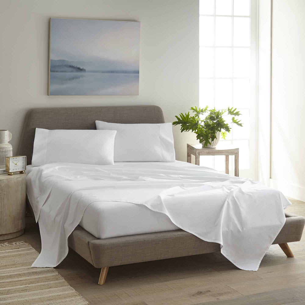 Whisper Organics GOTS-Certified Organic Cotton Percale Sheet Set - 270 TC Picot Embroidery