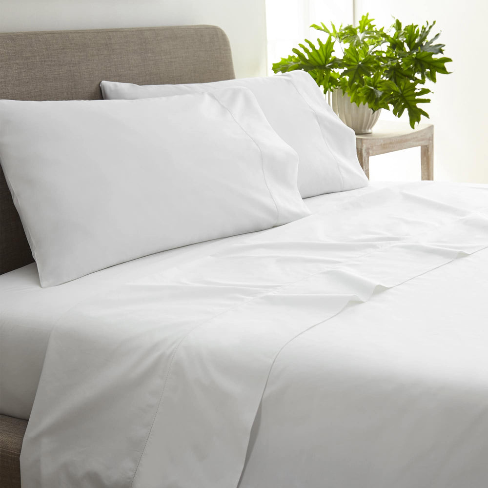 Whisper Organics GOTS-Certified Organic Cotton Percale Sheet Set - 270 TC Picot Embroidery