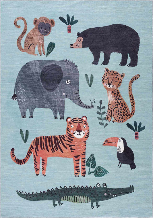 Petey Blue Animal Print Washable Kids Rug - Clearance - Quahog Bay Bedding