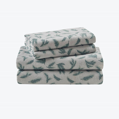 New! Woolrich 100% Cotton Printed Flannel Sheet Set - Pine Branches