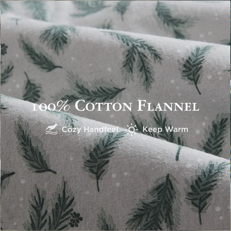 New! Woolrich 100% Cotton Printed Flannel Sheet Set - Pine Branches
