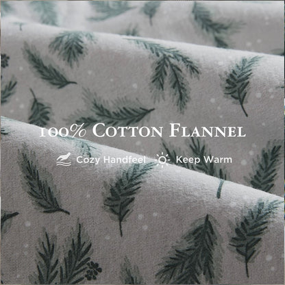 New! Woolrich 100% Cotton Printed Flannel Sheet Set - Pine Branches