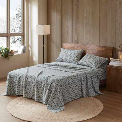 New! Woolrich 100% Cotton Printed Flannel Sheet Set - Pine Branches