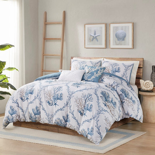 CLEARANCE - Pismo Beach 5 Piece Cotton Duvet Cover Set with Throw Pillows