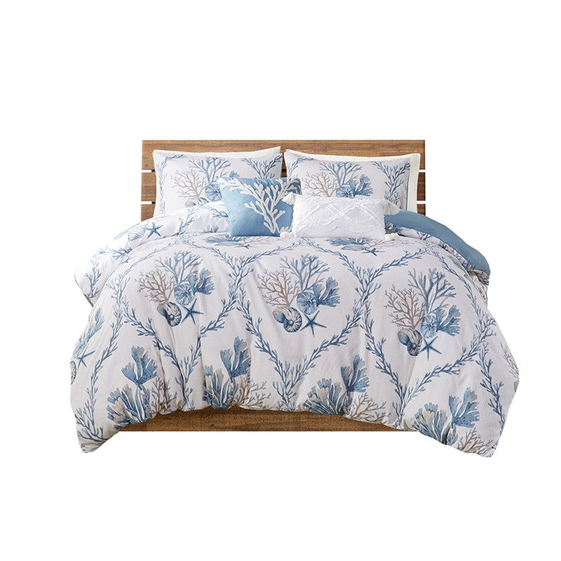 CLEARANCE - Pismo Beach 5 Piece Cotton Duvet Cover Set with Throw Pillows