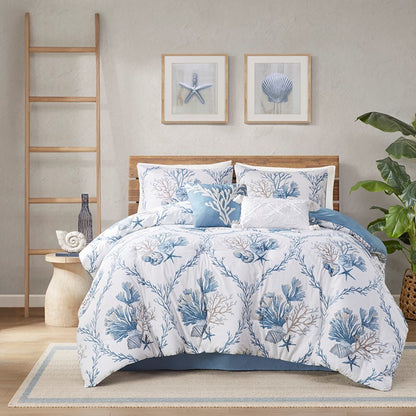 CLEARANCE - Pismo Beach 6 Piece Cotton Comforter Set with Throw Pillows - Full Size