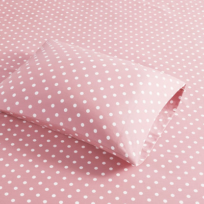 Mi Zone Pink Polka Dot Printed 100% Cotton Sheet Set