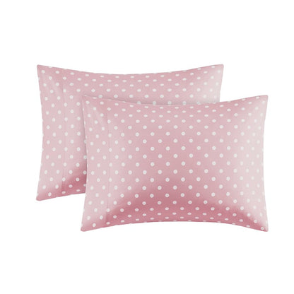 Mi Zone Pink Polka Dot Printed 100% Cotton Sheet Set