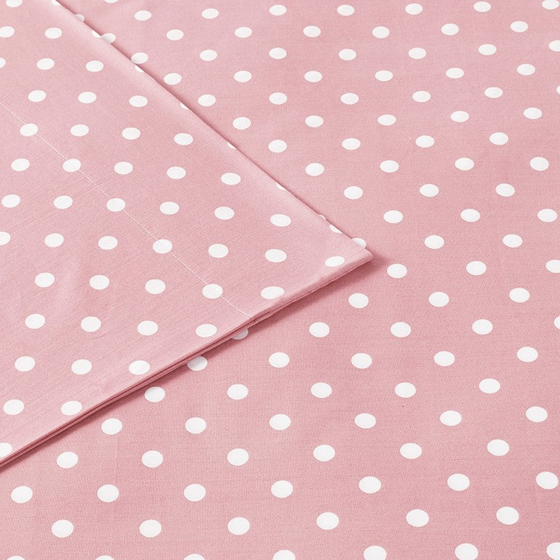 Mi Zone Pink Polka Dot Printed 100% Cotton Sheet Set