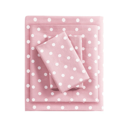 Mi Zone Pink Polka Dot Printed 100% Cotton Sheet Set