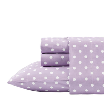 Mi Zone Purple Polka Dot Printed 100% Cotton Sheet Set