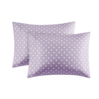 Mi Zone Purple Polka Dot Printed 100% Cotton Sheet Set