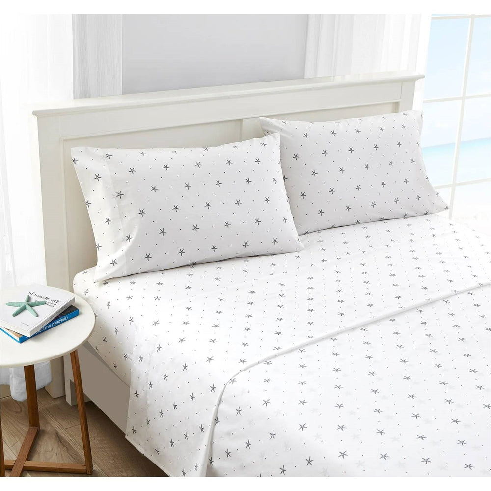 Starfish Coastal Sheets – Queen 100% Cotton Percale Sheet Set