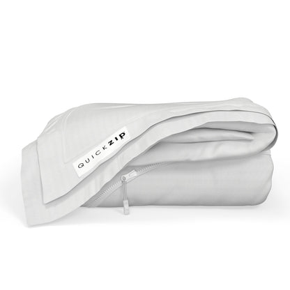 Gray zippered pouch with 'QuickZip' branding on a white background