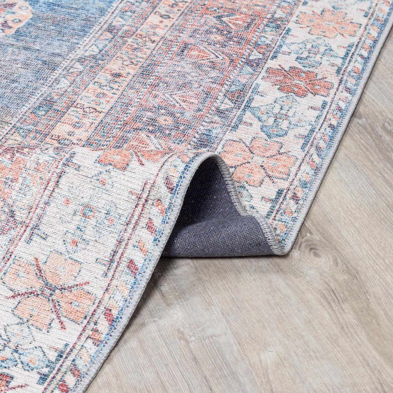 Baltinglass Rust & Blue Washable Area Rug - Clearance