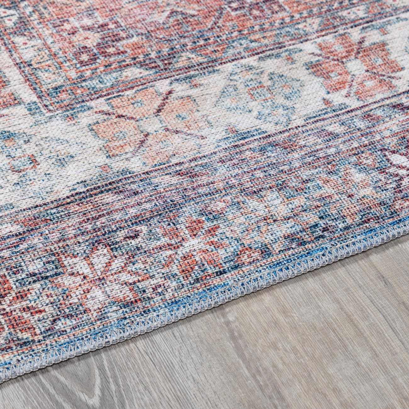 Baltinglass Rust & Blue Washable Area Rug - Clearance