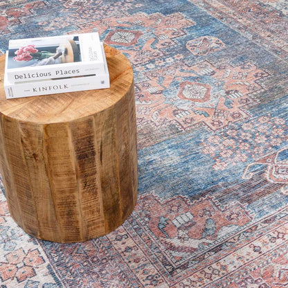 Baltinglass Rust & Blue Washable Area Rug - Clearance