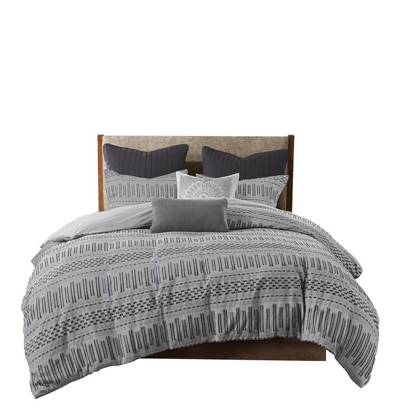 Rhea Cotton Jacquard Comforter Set | Grey & Black | 100% Cotton