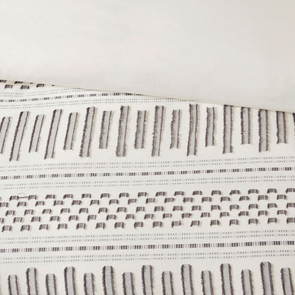 Rhea Cotton Jacquard Comforter Set | Ivory & Charcoal | 100% Cotton
