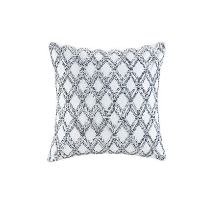 Riko Cotton Navy Embroidered Square Pillow