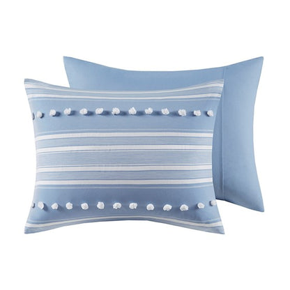 Madison Park Coastal Rowan Striped Clipped Jacquard Comforter Set - Blue