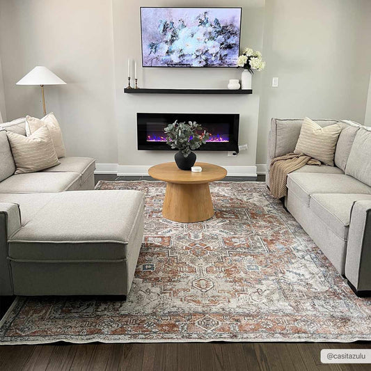 Rust Hera Washable Area Rug - Clearance - Quahog Bay Bedding