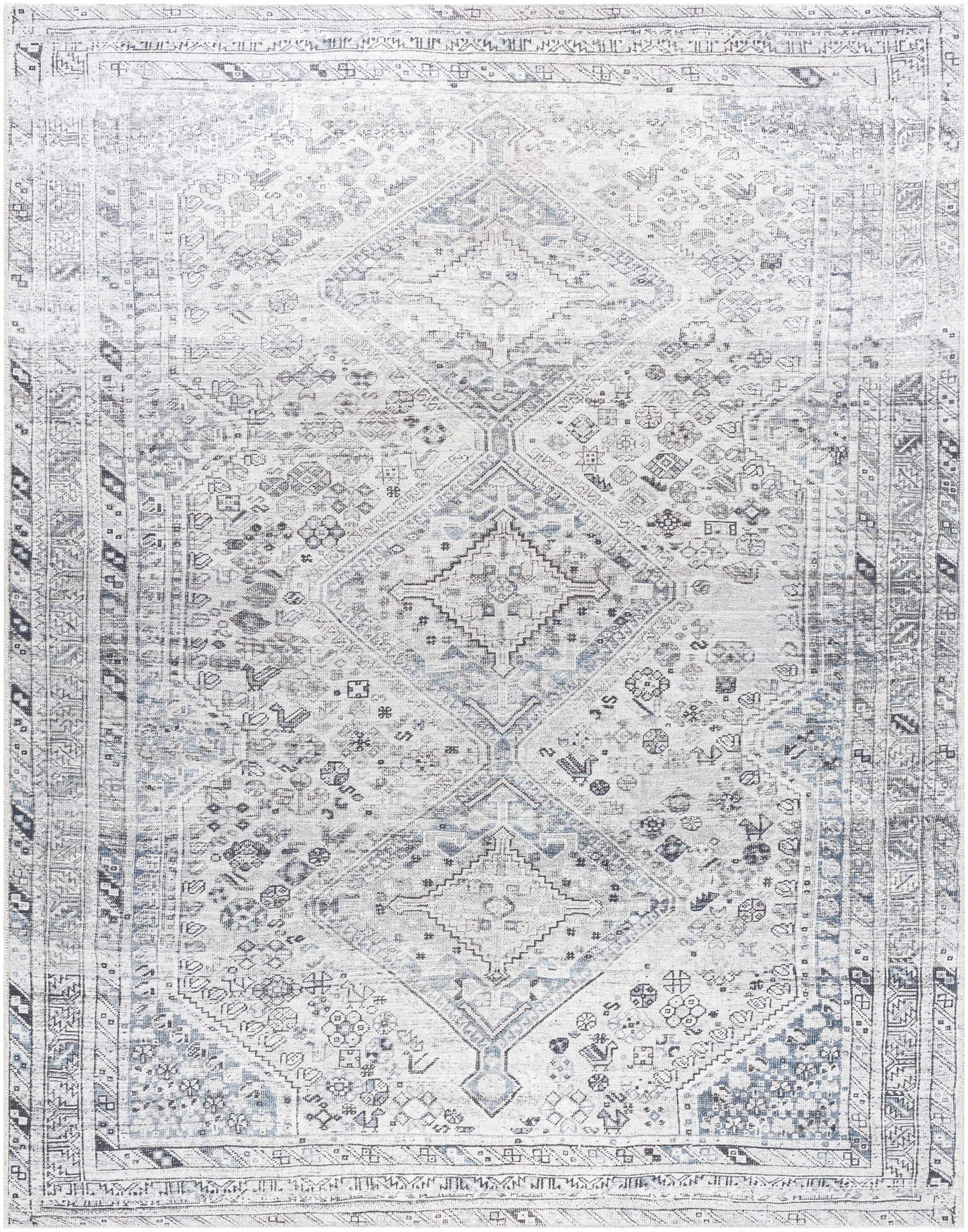Barny Gray Flat Pile Washable Rug